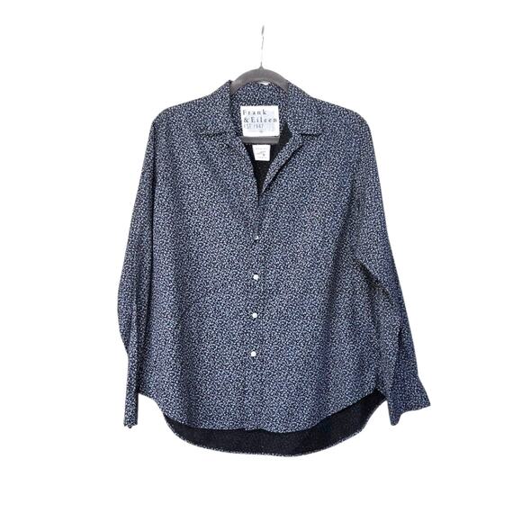 Frank & Eileen Blue Micro Floral Eileen Modal Buttondown Cottagecore Shirt Small - Picture 1 of 13